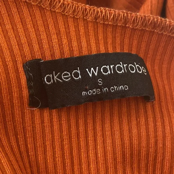 Naked Wardrobe One-Shoulder Orange Midi Dress - Picture 6 of 6